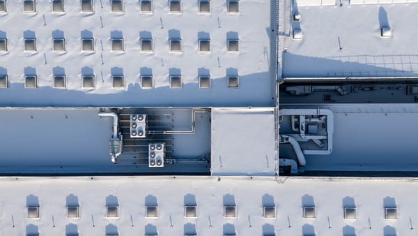 Aerial image of a roof being inspected